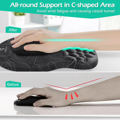 Gimars Elongate Smooth Lycra Fabric Ergonomic Mouse Pad Wrist Support, Gel Memory Foam Cushion Set Keyboard Wrist Rest Support, Pain Relieve for Computer, Laptop, Office, School, Home, Gaming, Black