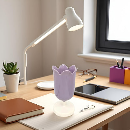 Pink Plastic Tulip Pen Holder Cute Pens Cup for Desk Pen Brush Organizer Office Stationery Supplies Home Decor Desk Supplies Holders and Dispensers(ZS399)