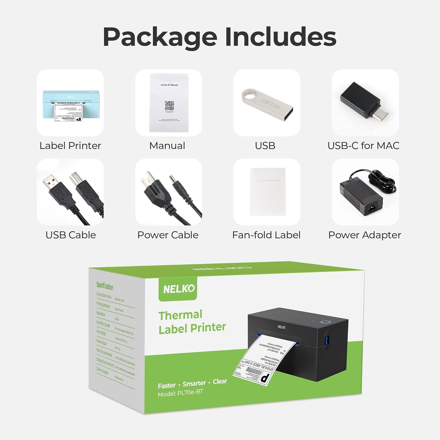 Nelko Bluetooth Thermal Shipping Label Printer, Wireless 4x6 Shipping Label Printer for Shipping Packages, Support Android, iPhone and Windows, Widely Used for Amazon, Shopify (Black)