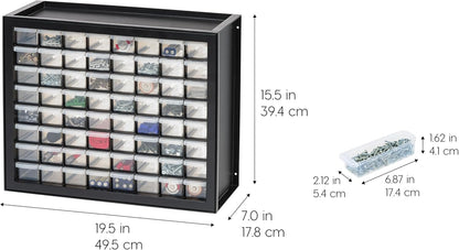 IRIS USA Small Parts Storage Cabinet, Made in USA, 64-Drawer Organizer Chest for Hardware, Screws, Nuts & Bolts, Charms, Beads, Craft Supplies, Scrapbook & Hobby Storage, Teacher Toolbox – White