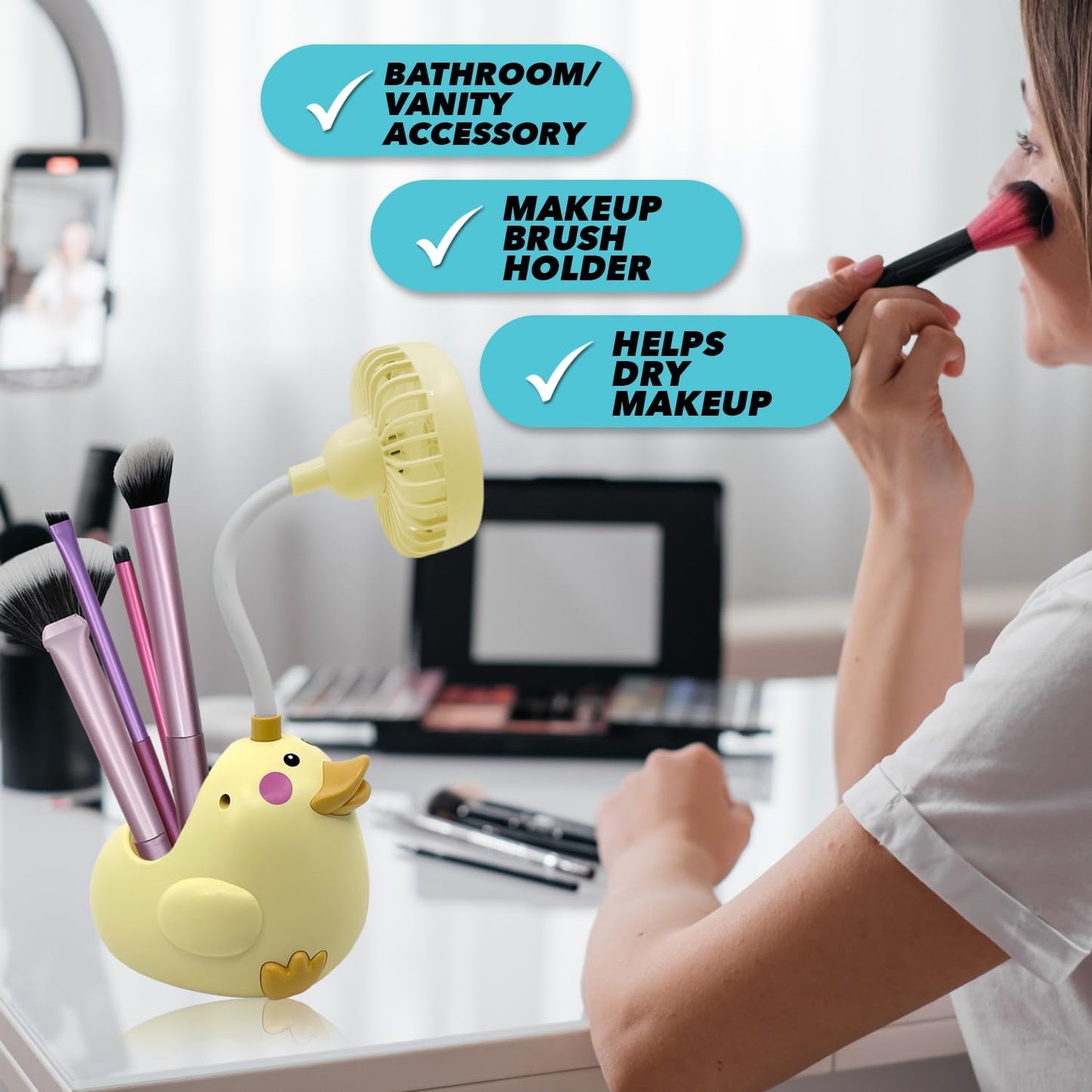 Cute Pink Cat Desk Fan with Pen Holder — Cat Fan for Women, Animal Fan, Funny Office Accessories, Cat Lover Gift, Small USB Fan, Aesthetic Decor