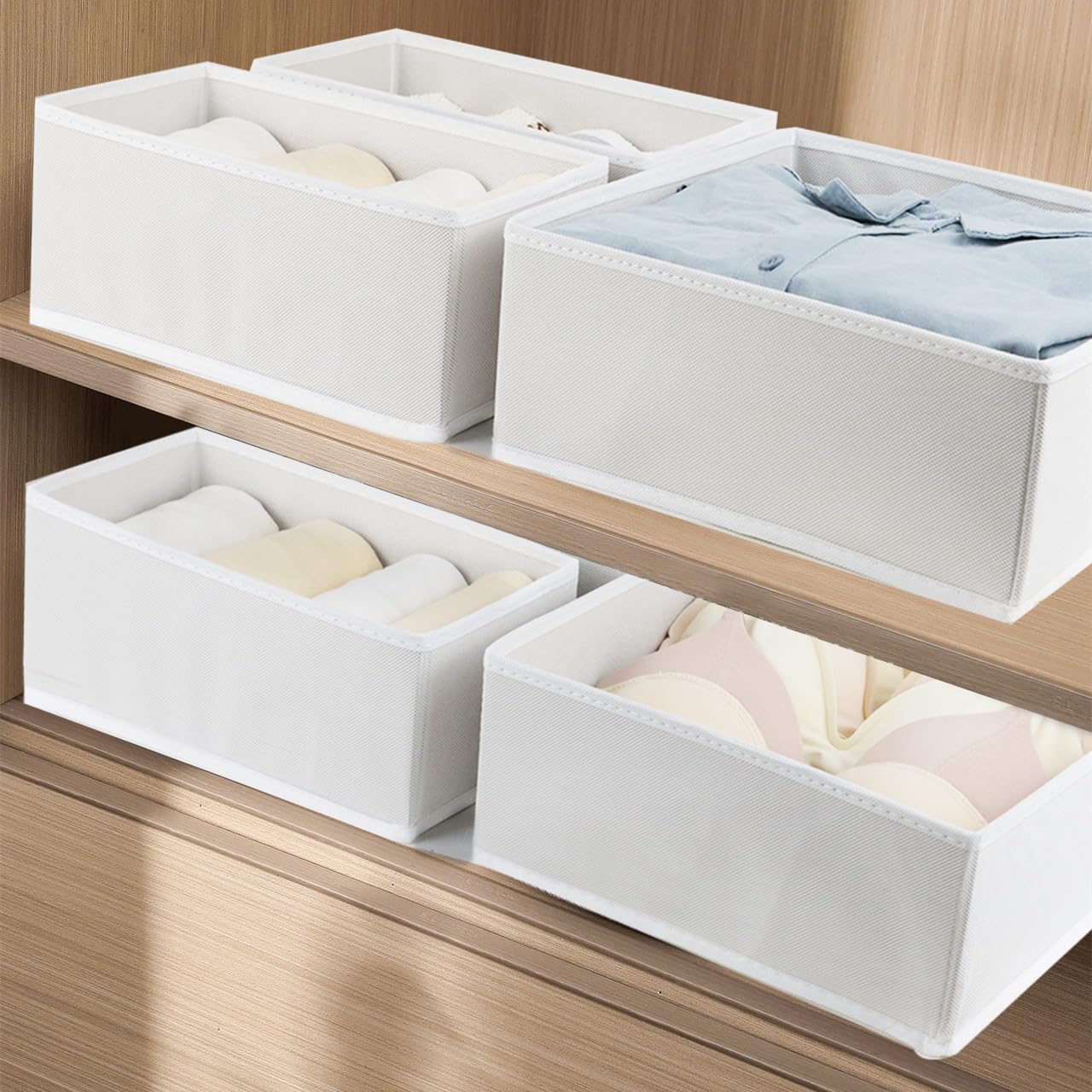 Fordonral 12 Pack Drawer Organizer Clothes, Foldable Fabric Dresser Organizer Closet Organizers and Storage Box for Underwear,Folded Clothes,Baby Clothing,Socks,Bra,Towels,Ties(12 Pack,Gray)