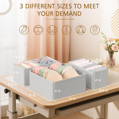Criusia 15 Pack Drawer Organizer for Clothes, Foldable Dresser Dividers with 3 Sizes, Fabric Storage Bins – Beige