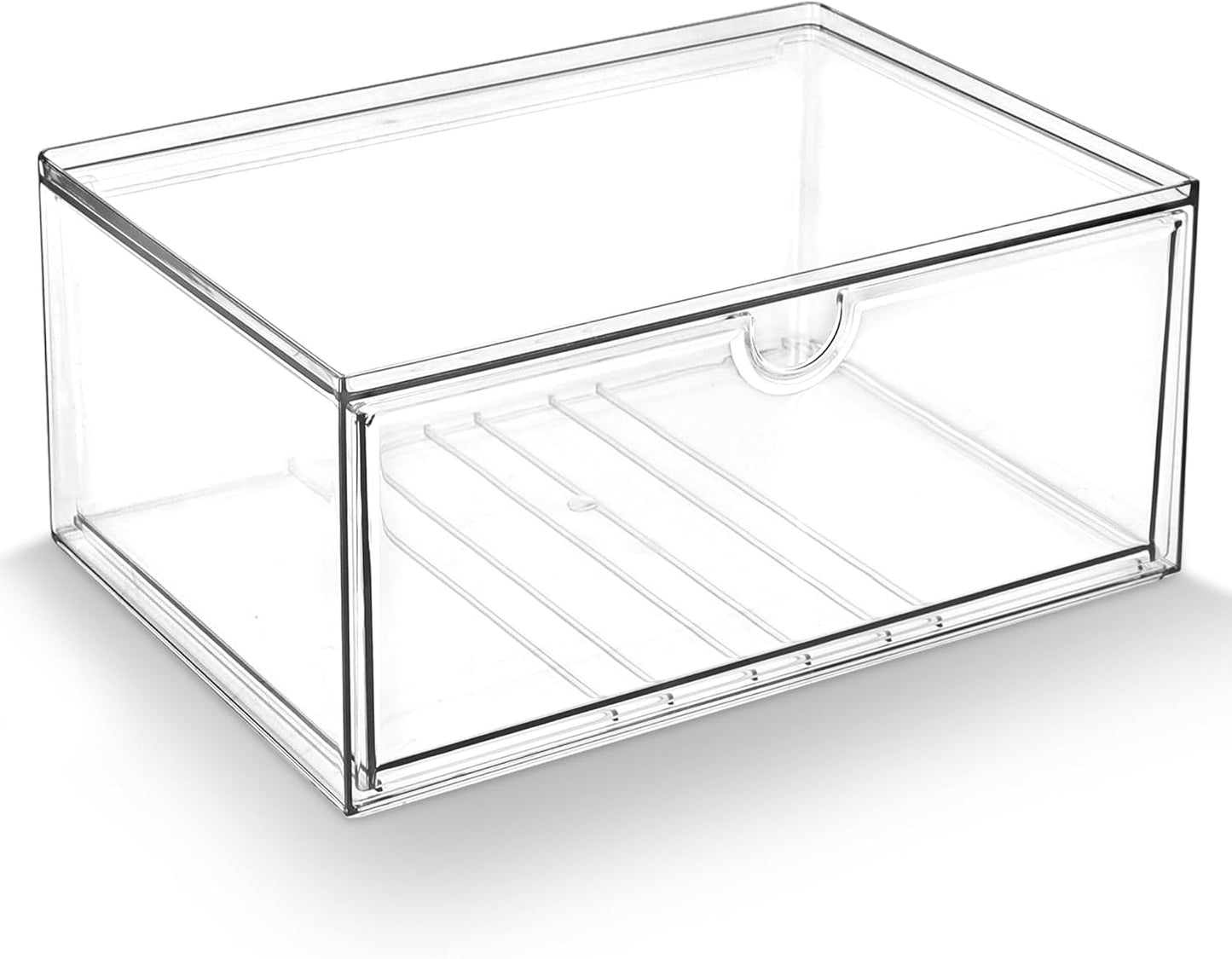 Prsildan Acrylic Makeup Organizer, 2 Pack Stackable Storage Drawers with 6 Drawers for Office Desk Vanity Craft Room Clear Drawer Organizers for Hair Accessories Art Supplies Cosmetics Modular System