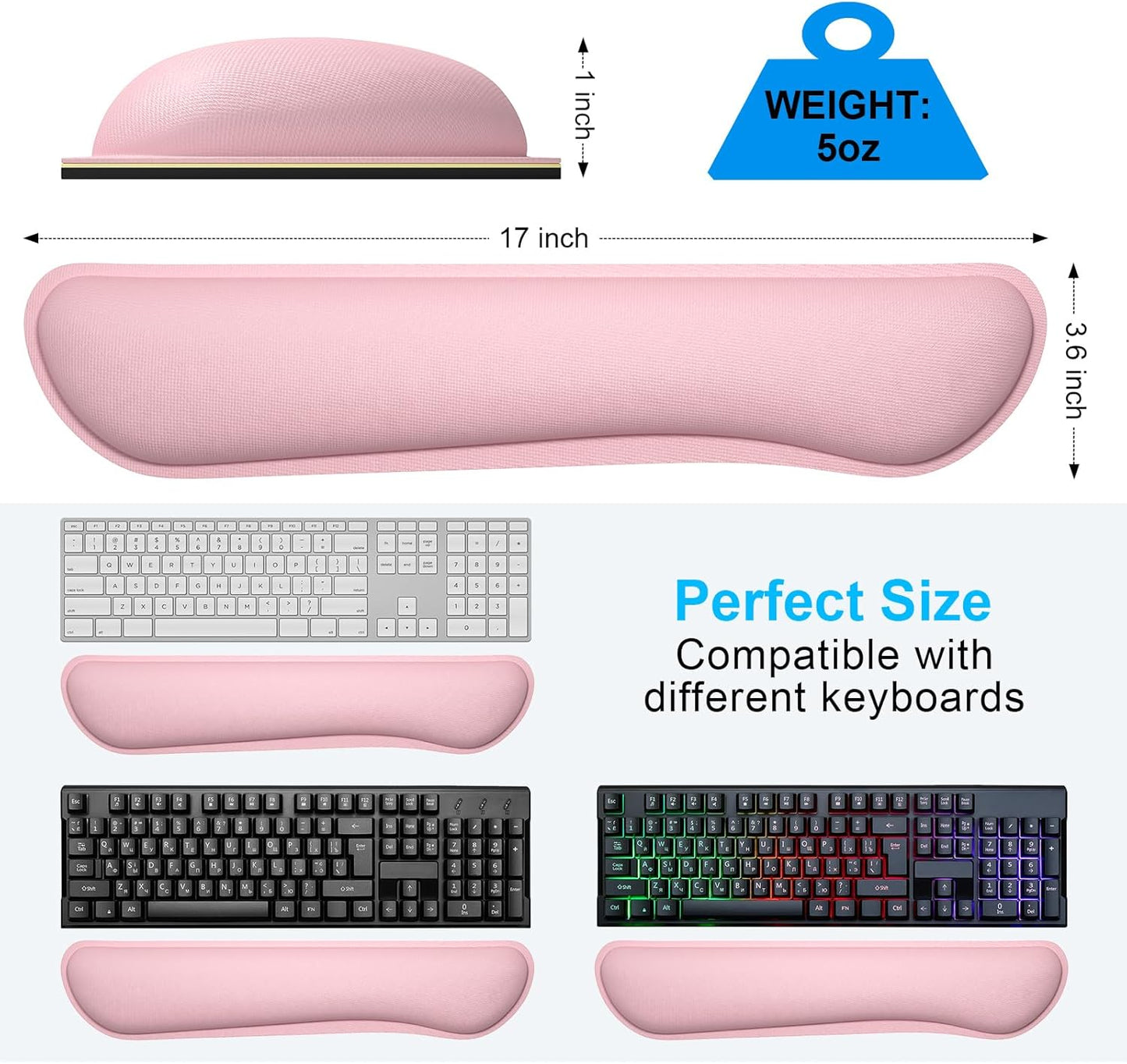 Dapesuom Enlarge Keyboard Wrist Rest, Cute Memory Foam Keyboard Wrist Cushion for Computer Desk Mats Support, Typing Pain Relief Ergonomic Mouse Pad Rests with Non-Slip Base for Gaming, Laptop, Purple