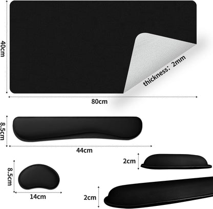 Mouse Pad and Keyboard Wrist Rest, 3-in-1 Large Keyboard and Mouse Pad Set, Ergonomic Wrist Rest for Computer Keyboards, Non-Slip Desk Mat Protector for Women (Purple Pink, 31.5" X 15.7")