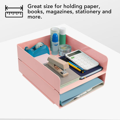 Tiawudi Desk Organizer, Clear Office Organization and Storage, Plastic Letter Tray, Stackable File Organizer for Classroom, Home, Documents, Notes, Folders, Books and Pens, 4 Tier