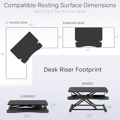 VIVO 26 inch Desk Converter, K Series, Height Adjustable Sit to Stand Riser, Dual Monitor and Laptop Workstation with Keyboard Tray, Black, DESK-V026KB