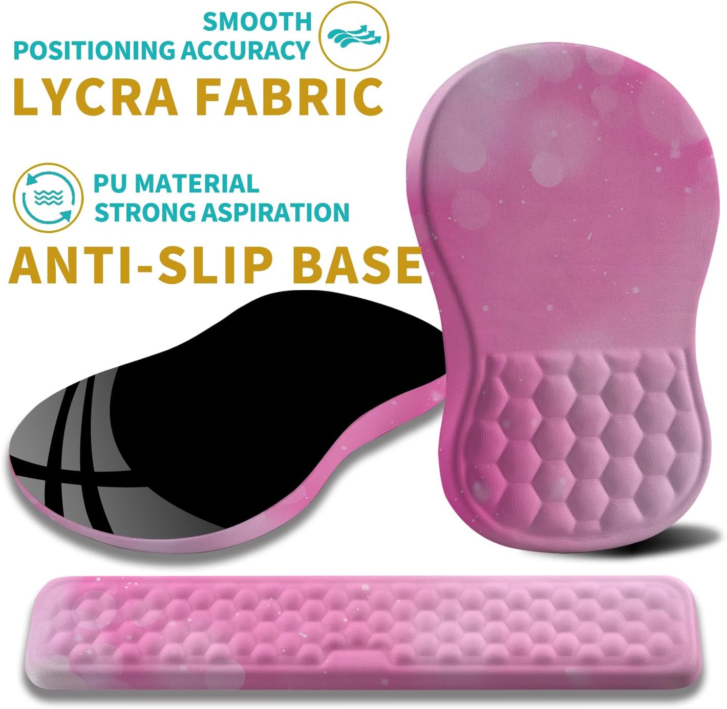 Hokafenle 2 in 1 Ergonomic Mouse Pad Wrist Support & Wrist Rest for Computer Keyboard Set, with Relieve Carpal Tunnel Pain Massage Bulge and Full Memory Gel Design (2In1 Set, Light Green)