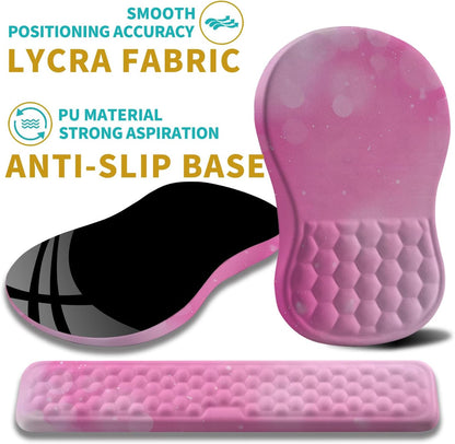 Hokafenle 2 in 1 Ergonomic Mouse Pad Wrist Support & Wrist Rest for Computer Keyboard Set, with Relieve Carpal Tunnel Pain Massage Bulge and Full Memory Gel Design (2In1 Set, Light Green)