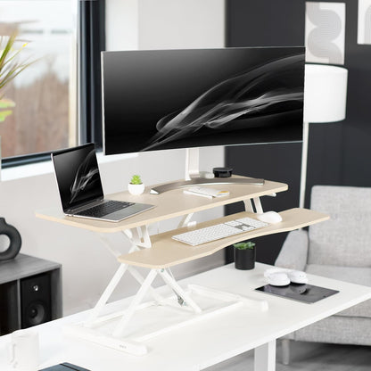 VIVO 26 inch Desk Converter, K Series, Height Adjustable Sit to Stand Riser, Dual Monitor and Laptop Workstation with Keyboard Tray, Black, DESK-V026KB