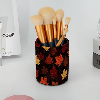 Leather Pen Holder for Desk, Love Cherry Pencil Organizer Pencil Cup Desk Decor Makeup Brush Holder Multifunctional Office Supplies for Home,Office, School