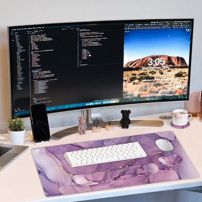 4-in-1 Large Mouse Pad, Keyboard Wrist Rest Pad & Wrist Support Mousepad Set, Extended Desk Pad Waterproof Desk Mat for Home Office Study Game