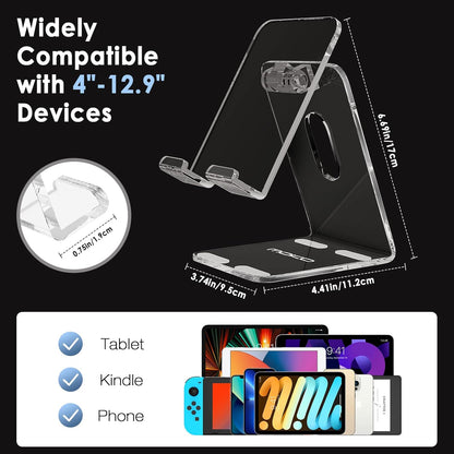 MoKo Acrylic Tablet Stand, Adjustable Angle Phone Stand for Desk, Fit with iPhone 17/17 Air/17 Pro/17 Pro Max, iPhone 16/Pro/Pro Max/Plus, iPhone 15/Pro/Pro Max/Plus, iPhone 14/Pro/Pro Max/Plus, Clear