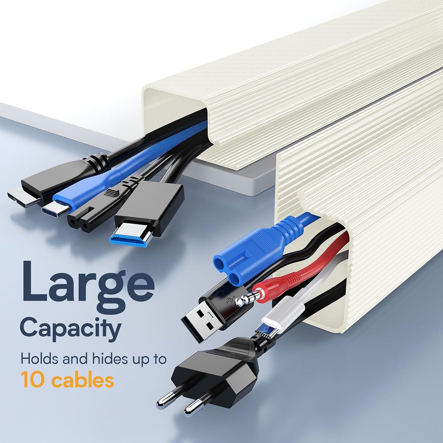 Delamu 2 Pack Safe & Tidy Cable Management Solution - Protect Kids & Pets with Home & Office Cable Management Under Desk, Cable Organizer, Cable Management Kit, Cord Organizer for Desk, 15.7in x 2