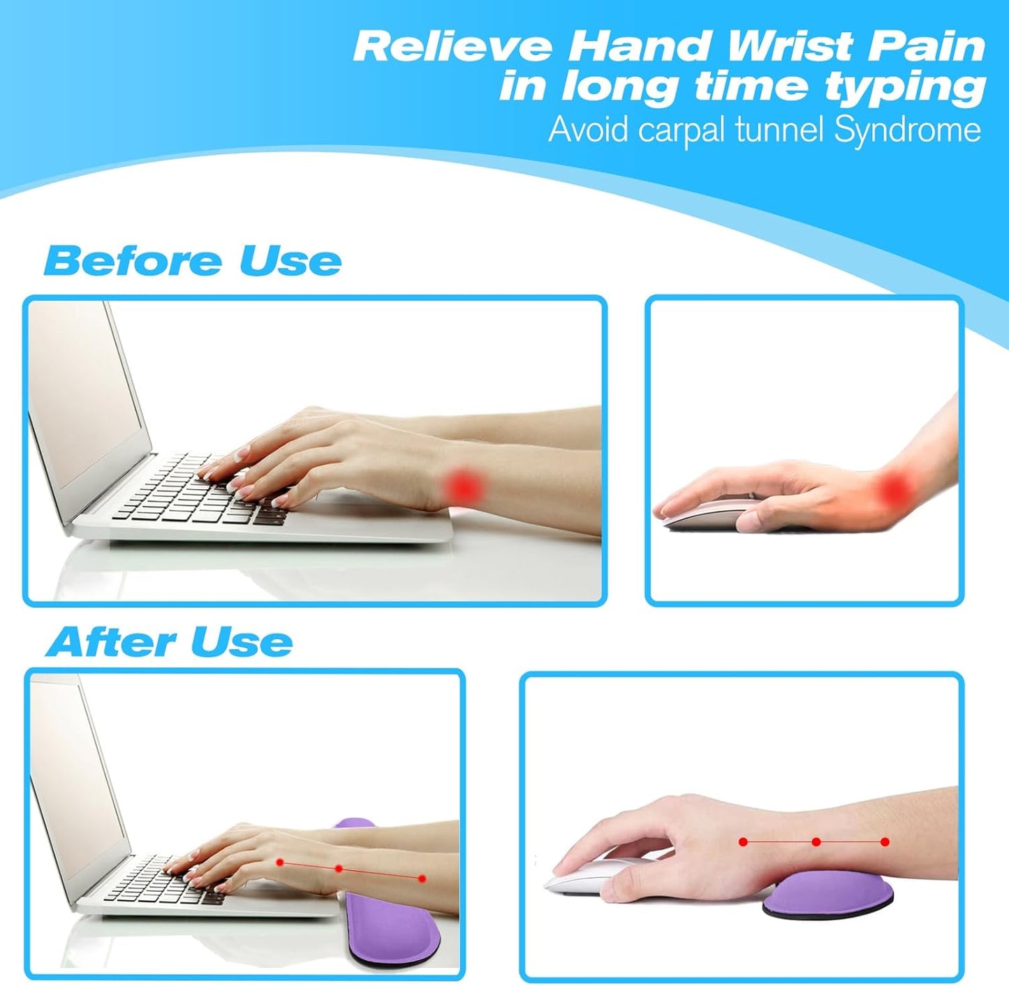 Keyboard Wrist Rest and Mouse Wrist Rest Set - Ergonomic Memory Foam Wrist Cushion - for Wrist Support on Computer, Laptop, Office, Playing Games, Typing Relieves Wrist Pain Black
