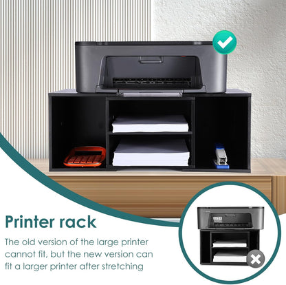 EMERIT Printer Stand Shelf with Storage Wood Desk Paper Organzier for Home/Office,Printer Riser, 2 Tire