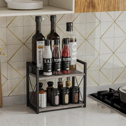 Giikin Countertop Shelf Organizer, 2 Tier Kitchen Spice Rack Organizer for Countertop, Wood Coffee Counter Shelf Organizer for Home (Bamboo, S)