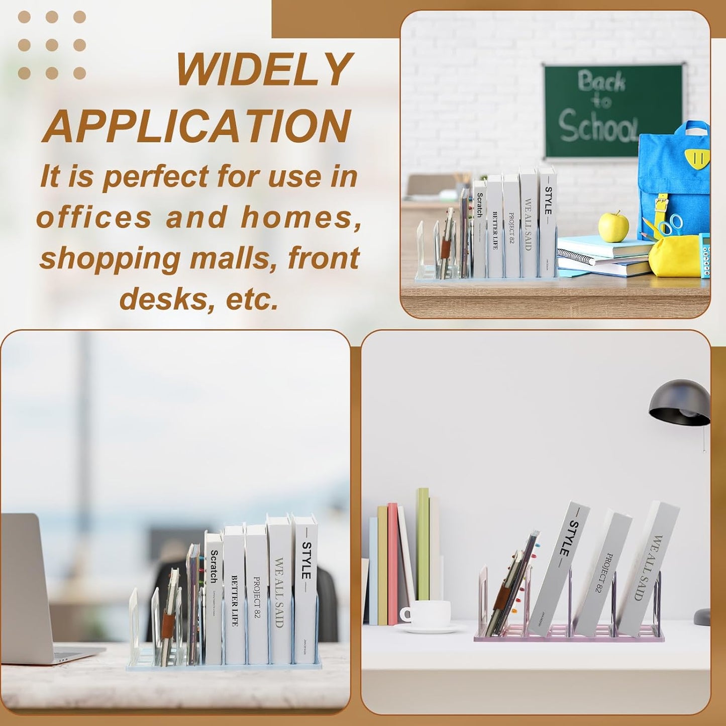 PATIKIL Vertical File Organizer, 8 Slots Desk File Organizer Vertical Upright Holder Plastic Adjustable Shelf Dividers for Desktop Sorter Office Magazine Rack Stand Bookshelf, Green