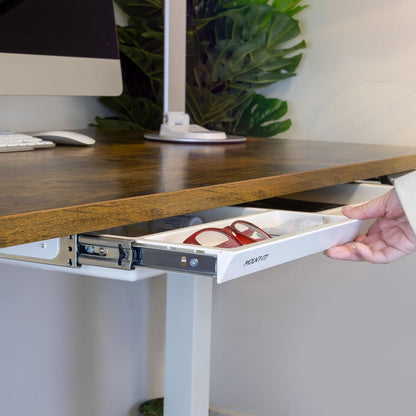 Mount-It! Under Desk Drawer with 4 Compartments, Deep Low-Profile Slide-Out Storage Organizer, 25.8″ x 12.5″ x 1.6″, Smooth Glide Pull-Out Tray for Traditional & Single Motor Standing Desks, Black