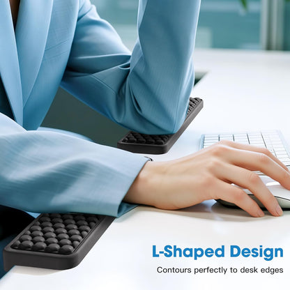 MEKASS L-Shaped Desk Elbow Pad for Desk, Memory Foam Elbow Support Padding with Non-Slip, 2-Piece Ergonomic Desk Edge Cushion, Wrist Comfort Support for Office Home (Diamond Black)