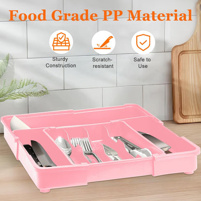 Spaclear Silverware Organizer - Expandable Kitchen Drawer Organizer, Utensil Drawer Organizer, Adjustable Plastic Flatware and Cutlery Holder, Kitchen Organizers Storage for Forks Knives, Black