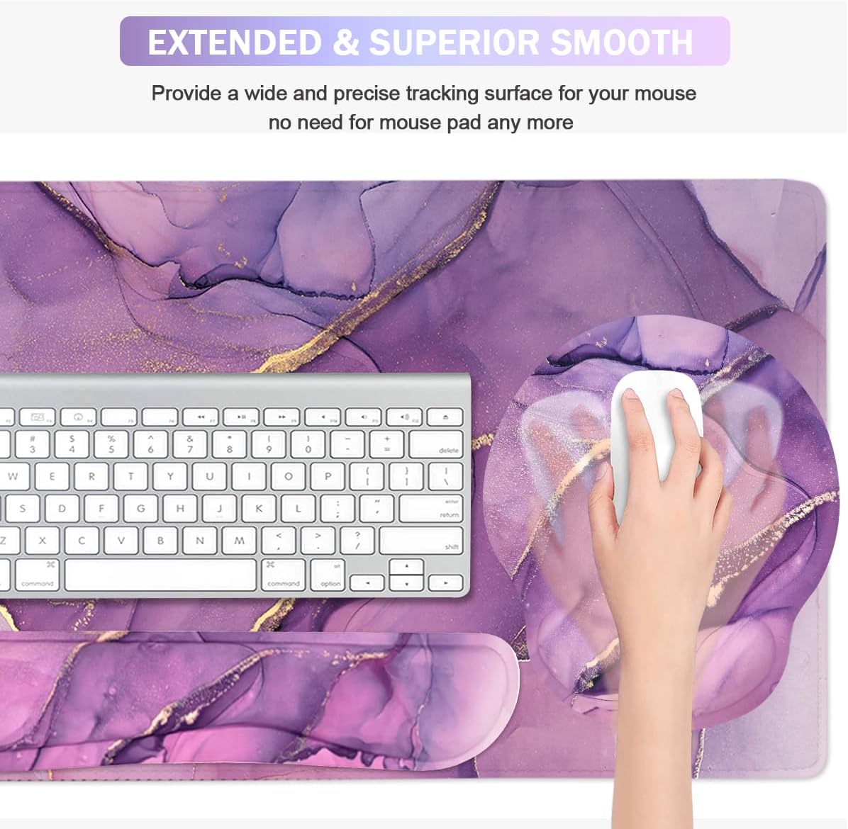 Memory Foam Ergonomic Keyboard Wrist Rest Pad and Mouse Wrist Rest Support Mouse Pad Set for Office Gaming Easy Typing-Pink Fluid