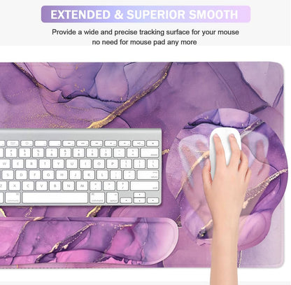 Memory Foam Ergonomic Keyboard Wrist Rest Pad and Mouse Wrist Rest Support Mouse Pad Set for Office Gaming Easy Typing-Pink Fluid