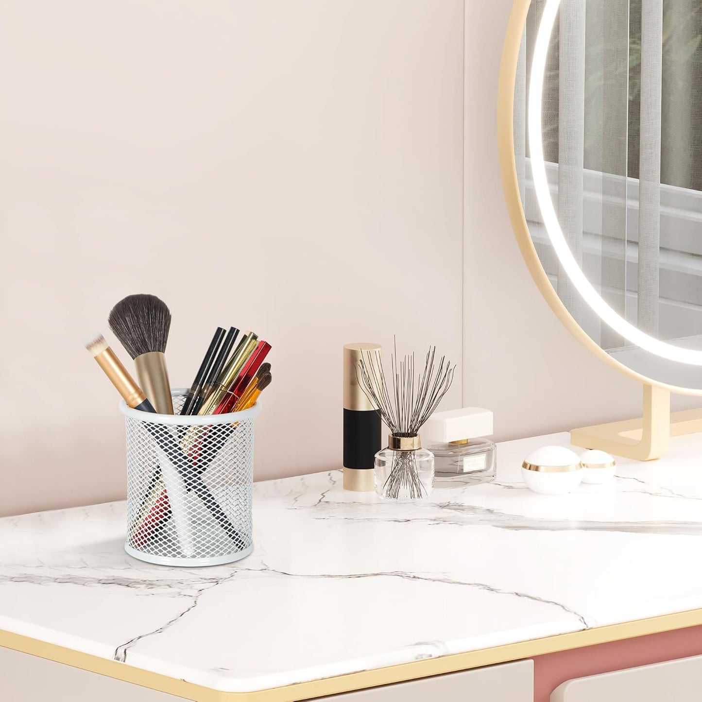 EasyPAG Pencil Holder for Desk, 2 Pack Metal Pen Organizer, Mesh Pencil Cup Organizer for Home, Office, Classroom, School, Black