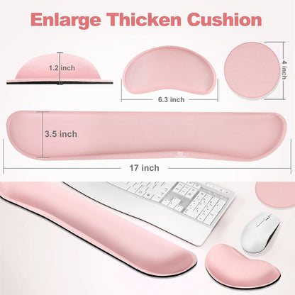 Gimars Upgrade Enlarge Silky and Superfine Fabric Gel Memory Foam Keyboard Wrist Rest Set, Ergonomic Keyboard Mouse Wrist Support for Typing Pain Relief, Comfort for Office, Gaming, Computer