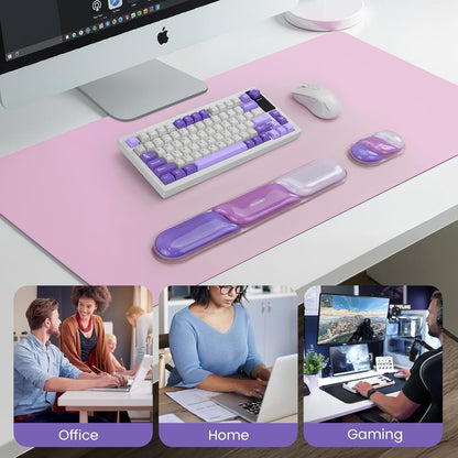 TECKNET Clear Gel Wrist Rest for Computer Keyboard, Ergonomic Gel Keyboard Wrist Rest Set for Typing Pain Relief, Comfortable Silicone Wrist Support Pad for Office/Computer/Laptop/Gaming, Transparent