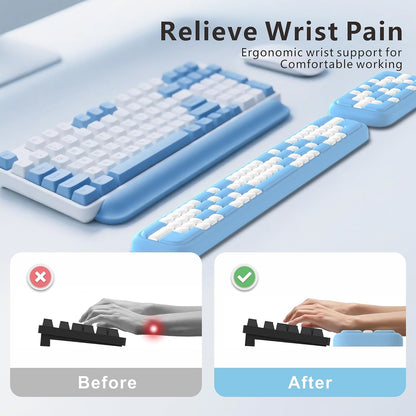 MEKASS Keyboard Wrist Rest, Ergonomic Wrist Pad, Soft Memory Foam Keyboard Hand Rest with Non-Slip Base, Easy Typing, Pain Relief, Comfort Support for Office Work Gaming Computer Accessories (Black)