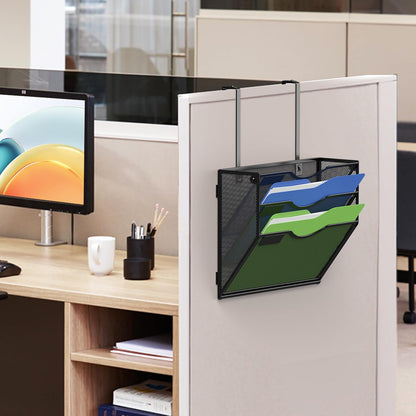 Kuntine.B Wall File Organizer Office Hanging Magazine Holder Wall File Organizer for Office Home (Black, 5 Tier)