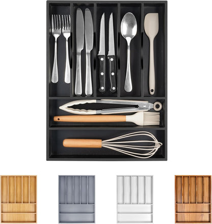 Kitchen Silverware Drawer Organizer and Storage Flatware Cutlery Utensil Holder Spice Rack Containers Bathroom Counter Cabinet Office Desk Makeup Drawer Tray Kitchen and Dining Tools Decor Accessories