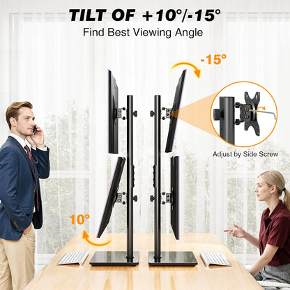 Single Monitor Stand VESA Mount for 13-32 Inch Screens, Free-Standing Monitor Riser with Swivel Tilt Rotation Height Adjustable, Universal Desk Stand up to 44lbs, VESA 75x75, 100x100mm