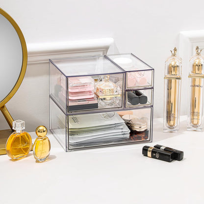 Desk Organizer with Drawers, Stackable Plastic Storage Drawers for Makeup or Desk Organization, Cabinets for Office Dressing Countertop Bathroom Bedroom (6 Packs)