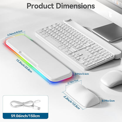 2-in-1 Heated Wrist Rest Set, Ergonomic Memory Wrist Pad with RGB Lights and Non-Slip Base, Keyboard Mouse Wrist Rest for Computer Laptop Office Work and PC Gaming