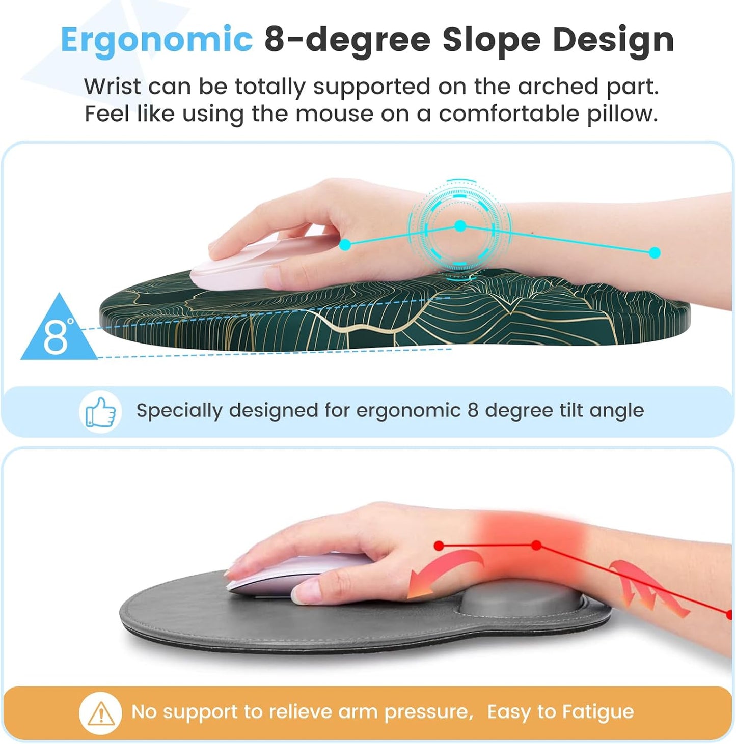 HAOCOO Keyboard Wrist Rest, Ergonomic Mouse Pad with Wrist Rest, 3 in 1 Keyboard and Mouse pad with Coaster Set, Memory Foam Wrist Support, Non-Slip PU Base for Home Office, Rose Gold Pink