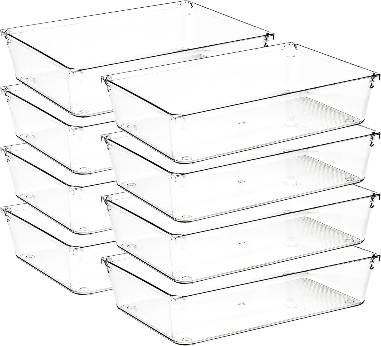 4 Pack Drawer Organizer - 3" X 6" Clear Acrylic Storage Bins with Non-Slip Pads, Versatile Desk Tray for Makeup, Jewelry, Kitchen, Bathroom, and Office Organization