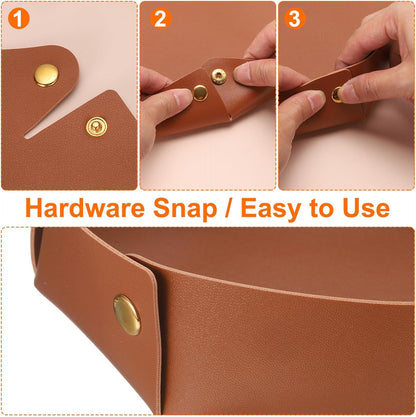 uxcell 2 Pcs Valet Tray for Women and Men, PU Leather Jewelry Tray Entryway Table Bedside Nightstand Catchall Storage Organizer for Jewelry Key Coin Watch Wallet (2 Size, Pink)