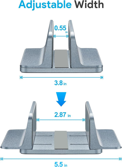 JARLINK Vertical Laptop Stand, Aluminum Laptop Holder Desktop Stand with Adjustable Dock Size (up to 17.3 inches) Compatible with All MacBook/Surface/Dell/Gaming Laptops (Silver)