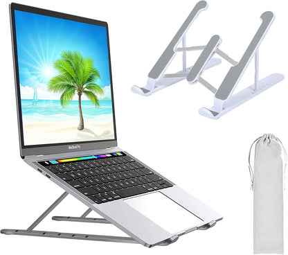 T Legend Aluminum Laptop Stand for Desk, Arae Adjustable Ergonomic Portable Holder, Foldable Computer Stand 6 Angles Anti-Slip Laptop Riser Compatible with 9-15.6 inch Laptops (Aluminum Silver)