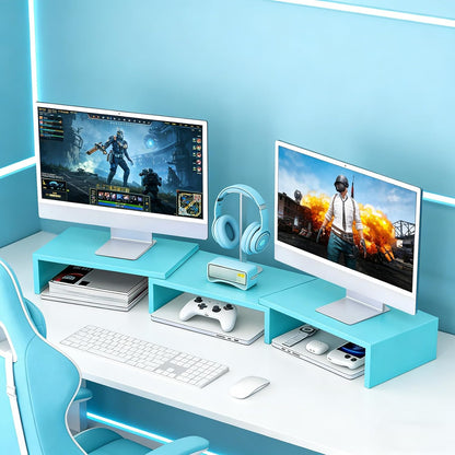 Desk Organizers and Accessories, Dual Monitor Stand Riser, Monitor Desk Shelf for Desktop Organization (Black)