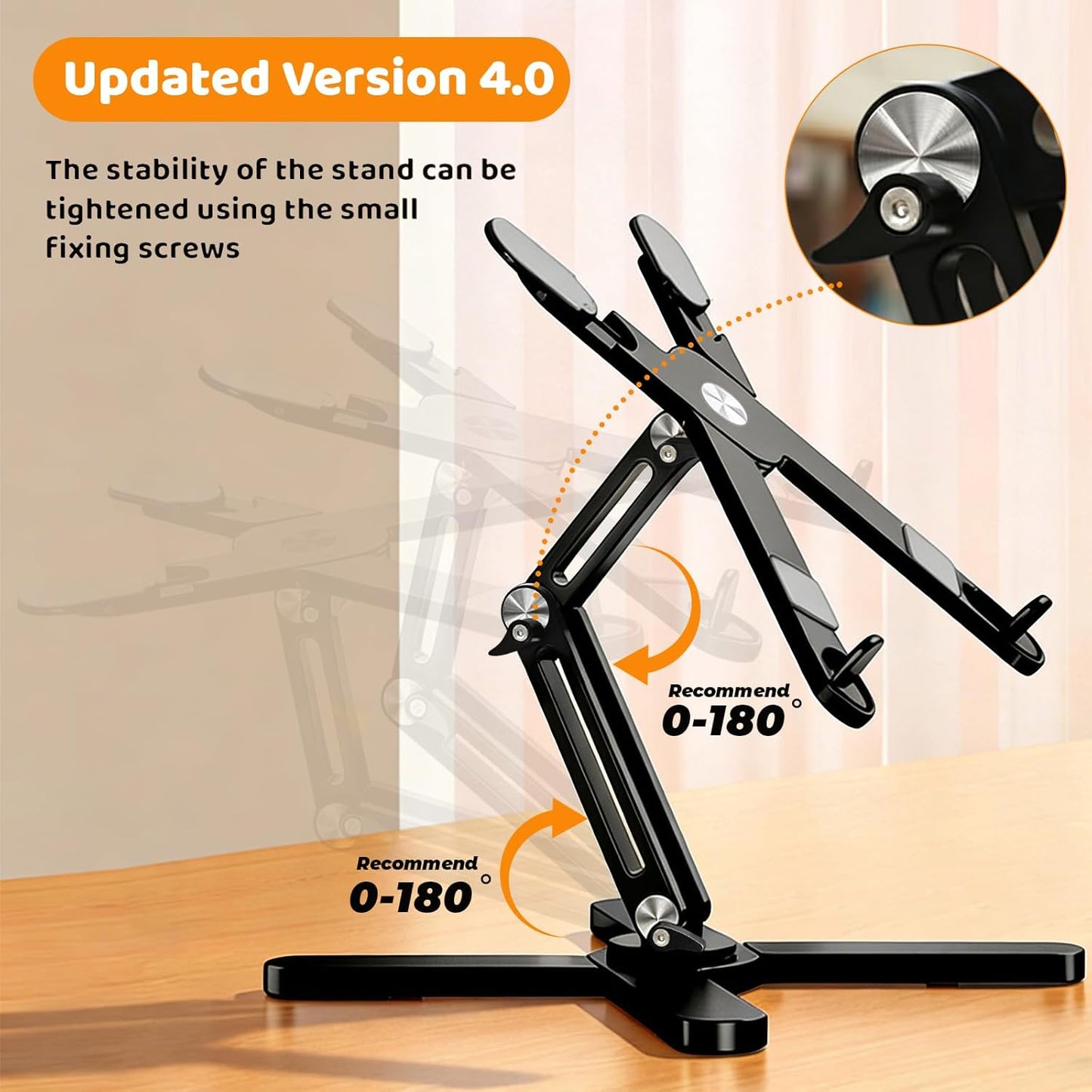 Moallia Laptop Stand with 360 Rotating Base, Computer Notebook Laptop Riser Metal Holder for Desk Collaborative Work, Fully Foldable for Easy Storage, Fits All MacBook, Laptops up to 16 inches