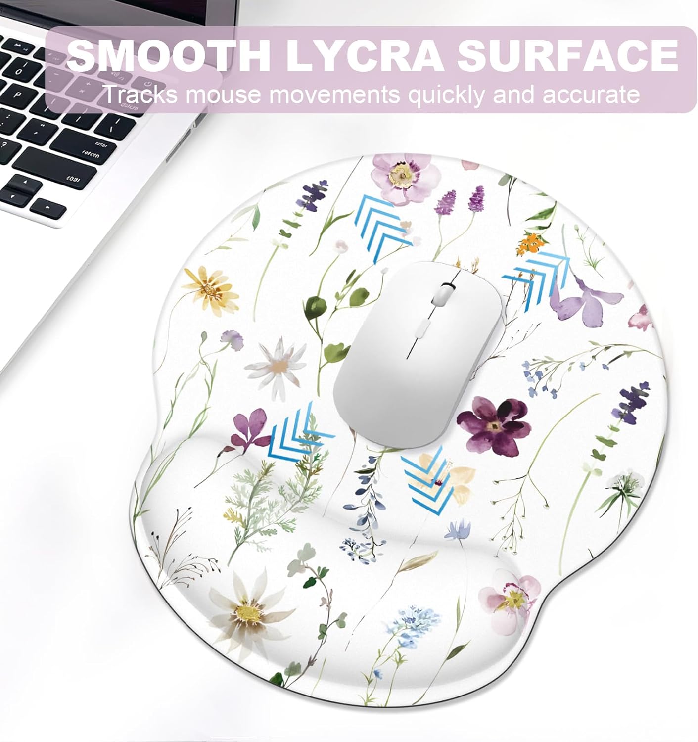 Ergonomic Mouse Pad with Wrist Rest and Keyboard Wrist Rest, Memory Foam Wrist Rest for Computer Keyboard, Easy Typing, Pain Relief, Mouse Pad Wrist Support for Gaming,Office, Laptop, Black Flower