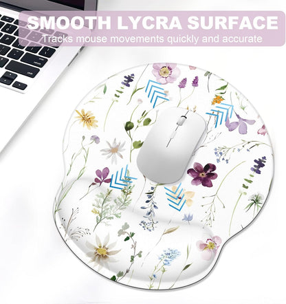 Ergonomic Mouse Pad with Wrist Rest and Keyboard Wrist Rest, Memory Foam Wrist Rest for Computer Keyboard, Easy Typing, Pain Relief, Mouse Pad Wrist Support for Gaming,Office, Laptop, Black Flower