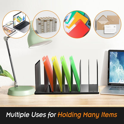 Kuntine.B Desk File Organizer 5 Sections Upright Mesh Desktop Organizer File Sorter Office Organization File Holder for Home, Office & Classroom