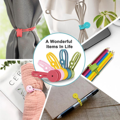 Magnetic Cable Ties 10 Pack, Silicone Cable Ties Charging Cord Organizer Travel Cable Management Straps Headphone Cord Wrap Reusable & Sturdy Cable Winder