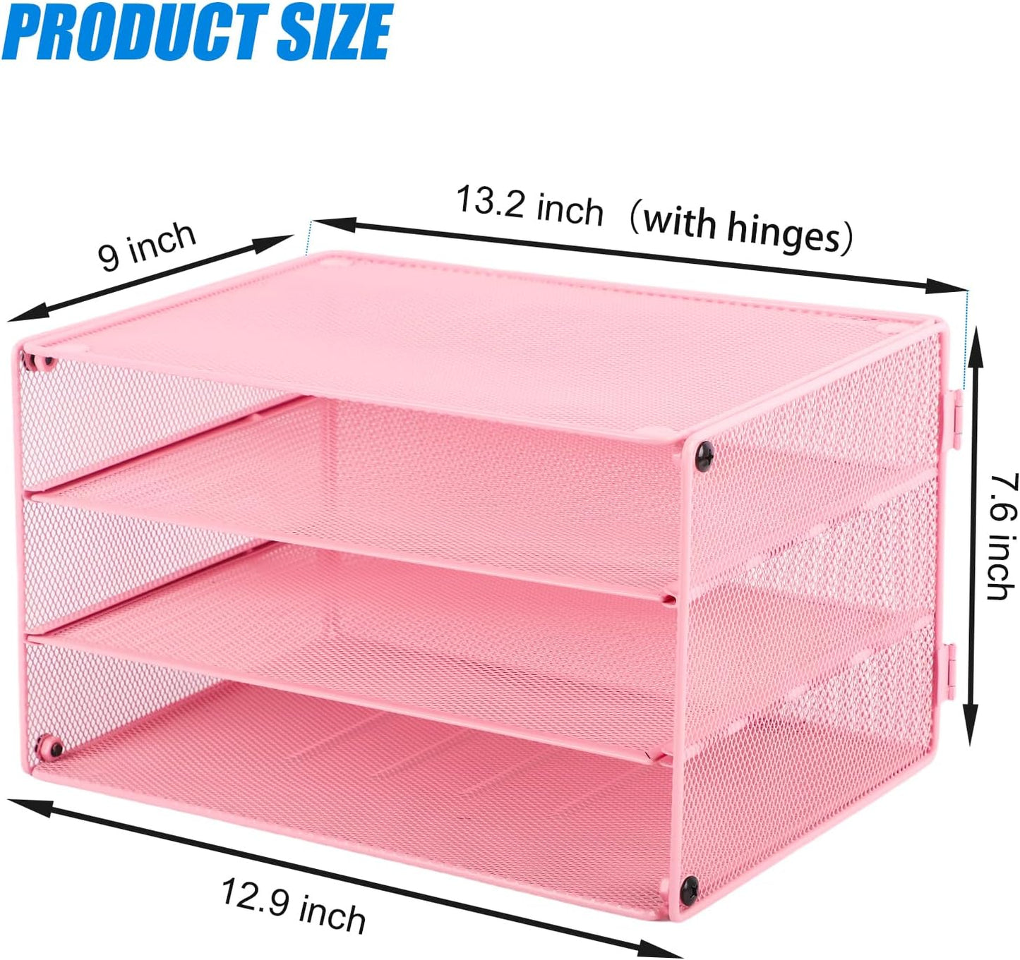 EASEPRES 3 Tier Mesh Desk Organizer Tray, File Paper Letter Folder Holder Desktop Paper Sorter Mail Organization Rack Storage Accessories, for Office Home School Classroom, Black