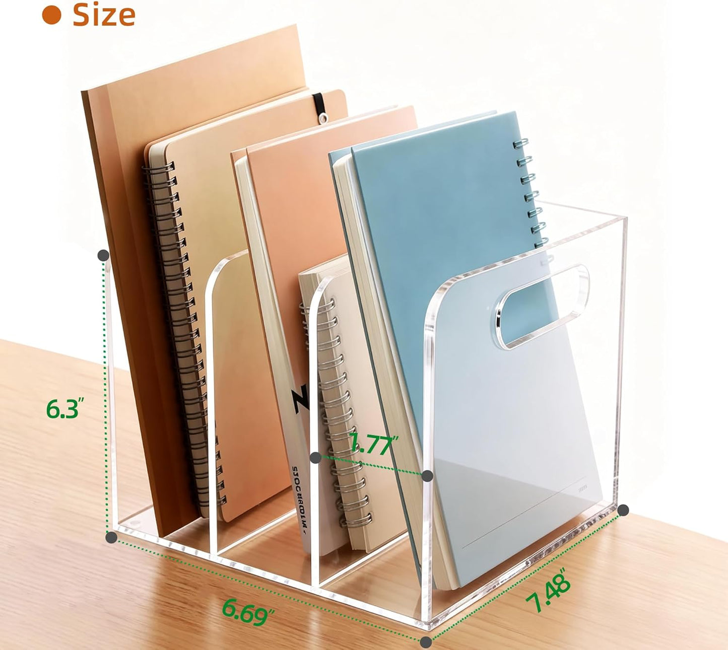 Acrylic Magazine File Holder, 3 Vertical Compartments Desk Document Sorter Organizer, Clear Folder Rack Binder for Office/Documents/Classroom, for Home, Tablet, Magazines, Books & Accessories